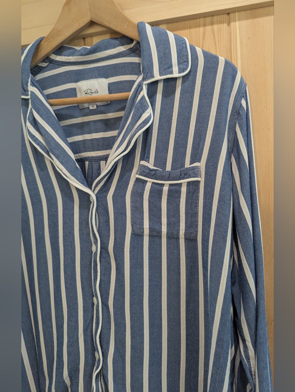 Rails Blue and White Stripe Button-Down Shirt - Picture 3 of 9